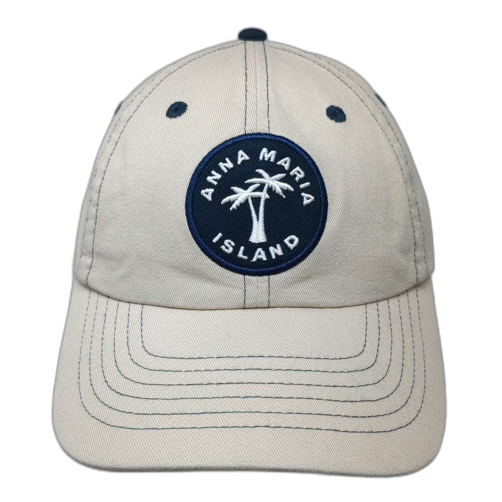 Royal Resortwear Anna Maria Island Palm Tree Baseball Cap Beige OSFM Hat Navy
